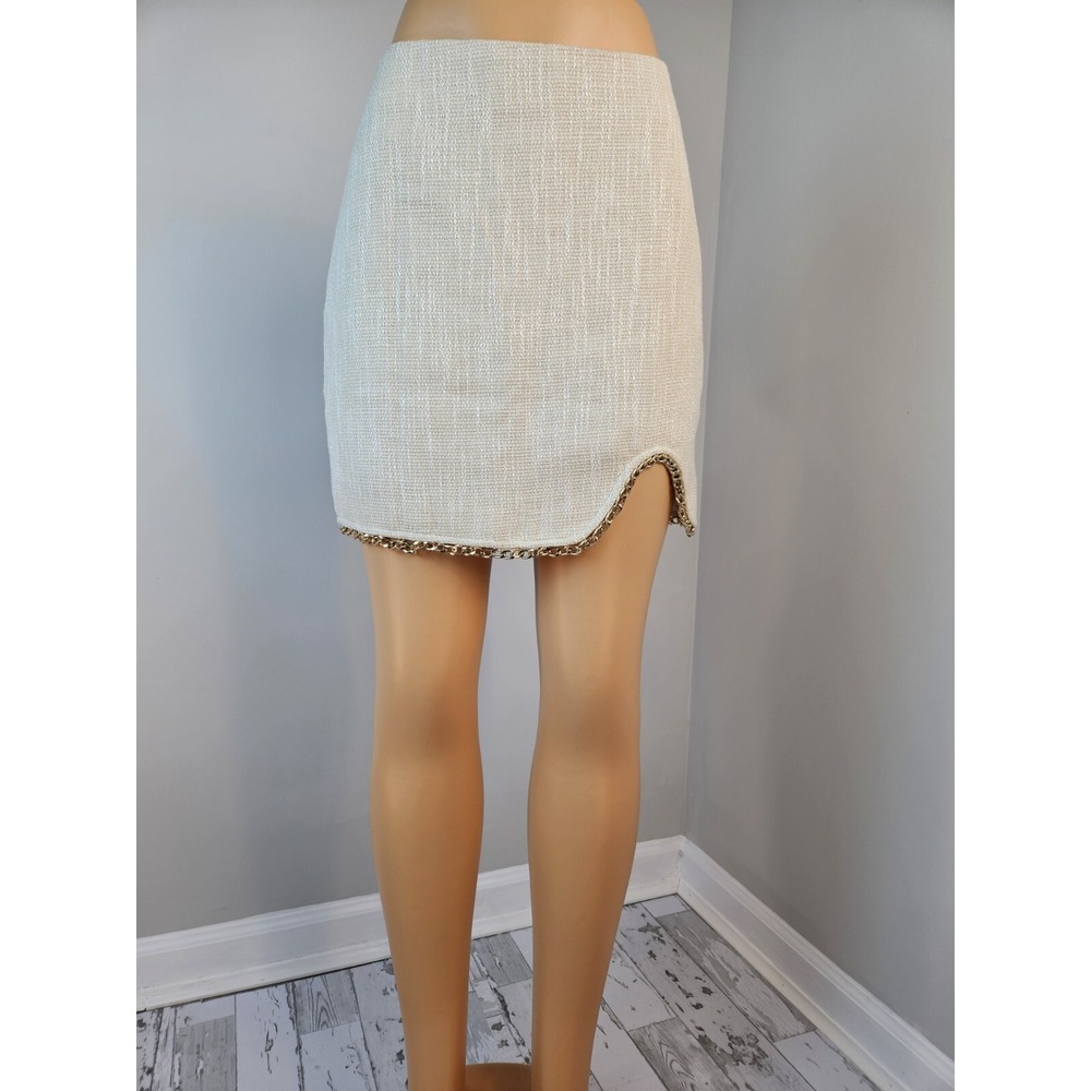 Fashion Nova Womens Mini Skirt Large Gold Change Detail Cream